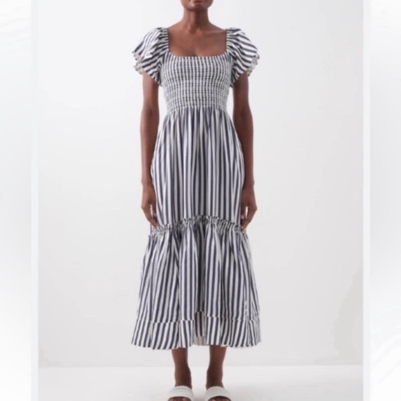 La Ligne Lottie flutter sleeve midi Dress Ivory Small Vacation family photos - Picture 1 of 15